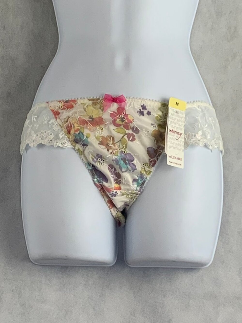 Whimsy by Lunaire Women's 1-Pack Lace Bikini Panty, Multicolor Floral, Medium 6